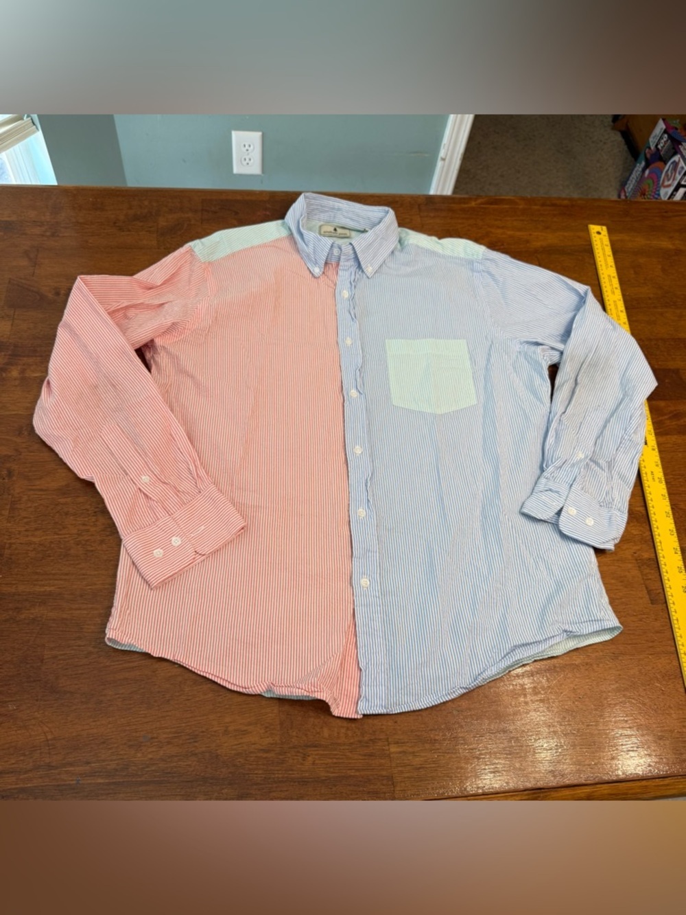 Southern Pines Men's "Fun Shirt" Striped Colorblock Button Down size large